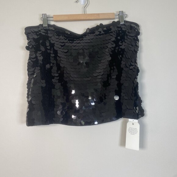 NWT Abercrombie & Fitch Scarlett Sequin Mini Skort Skirt Black Sequined XL Party - Picture 8 of 11